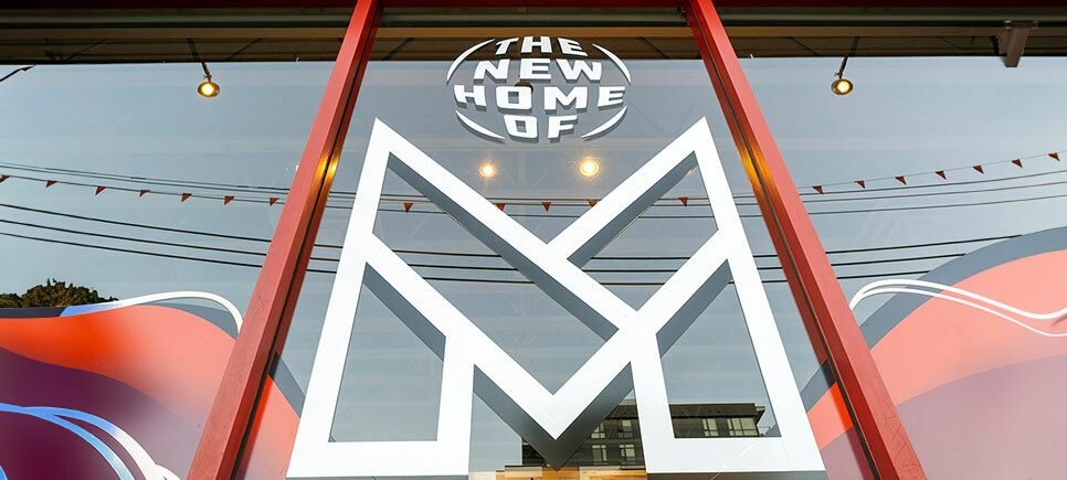 Low angle shot of Metropol window 